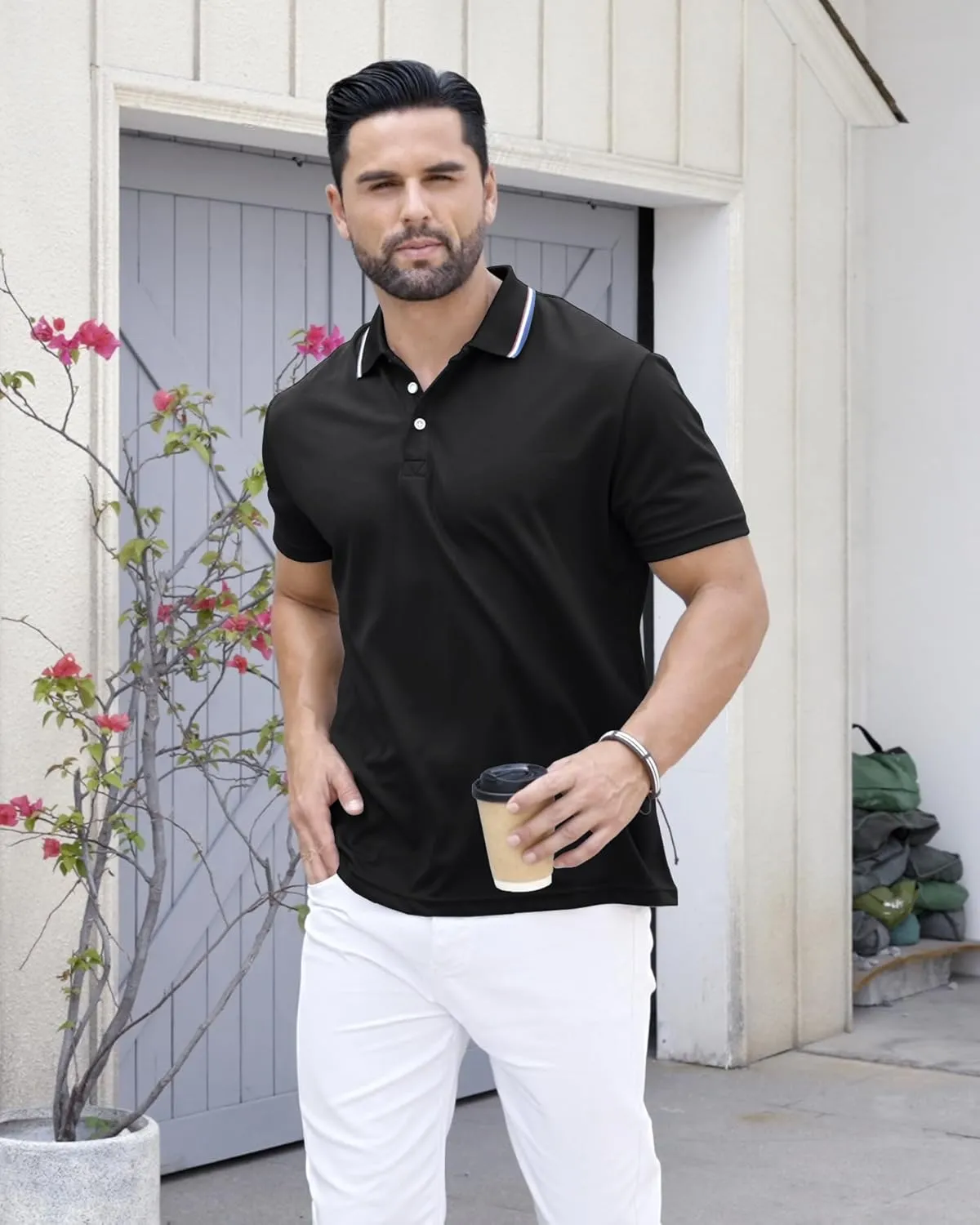 3 Pack Men's Polo Shirts Quick-Dry Short Sleeve Athletic Polo Shirts Moisture Wicking Business Casual Golf Shirts