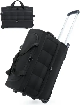 BAGSMART 40L Rolling Duffle Bag with Wheels and Handle, TSA Underseat Carry On Bags for Travel with Shoe Compartment, Black