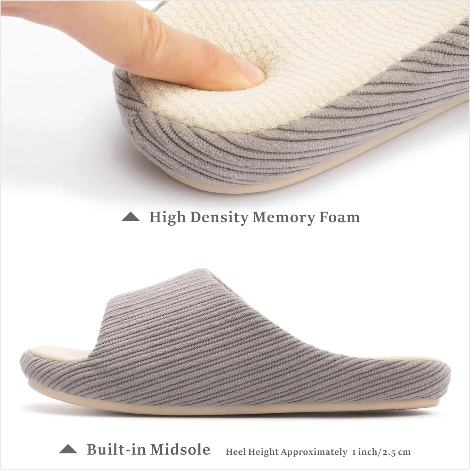 Chantomoo Womens Slipper Memory Foam Slippers Comfy House Slippers Rubber Sole Bedroom Cozy Indoor Outdoor Home Slipper Slides