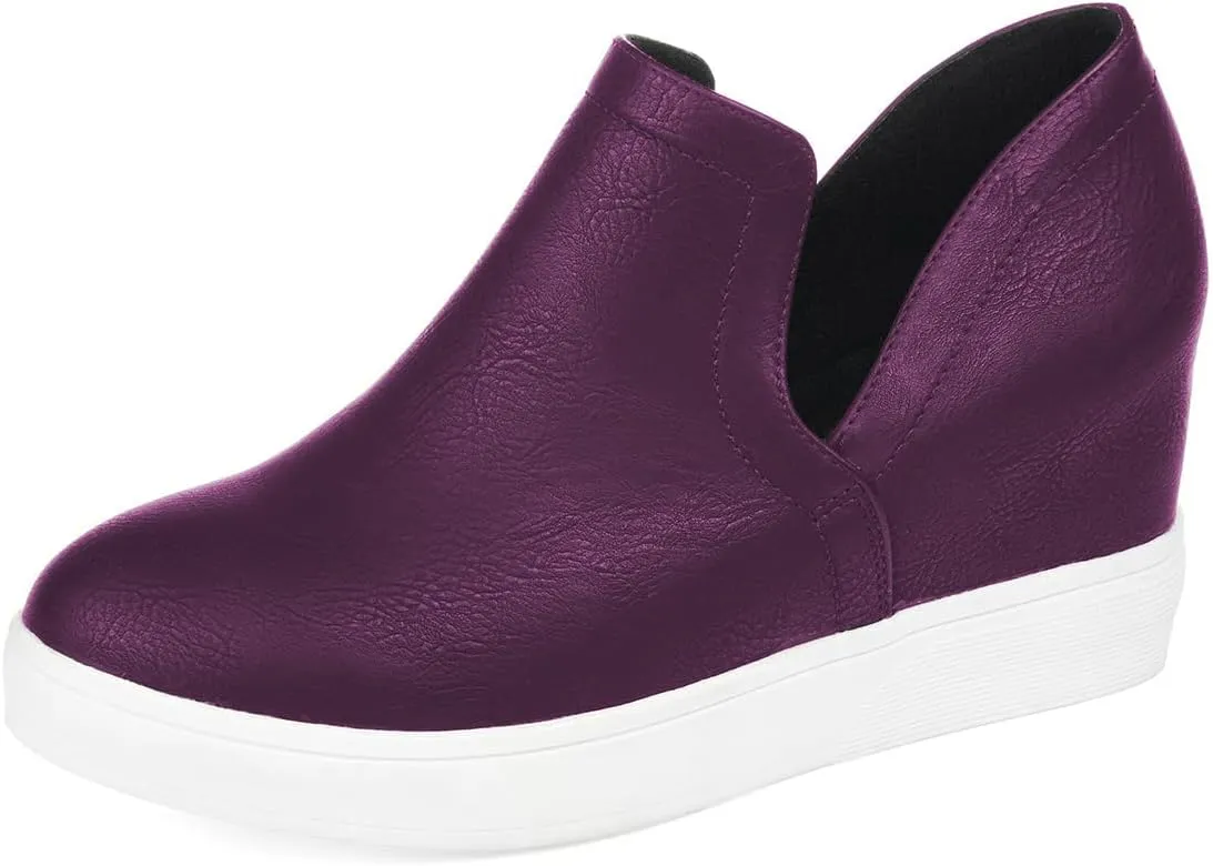 FSJ Women Platform Wedge Sneakers Side V Cut Ankle Booties Closed Toe Slip On Pumps Hidden Heel Summer Sandals Fashion Shoes Size 4-16 US
