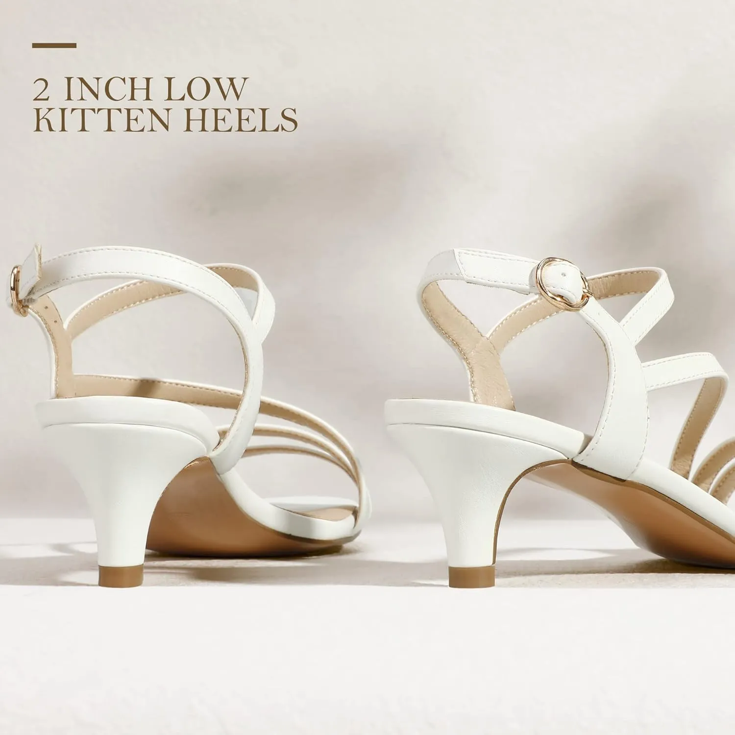 IDIFU Women's Dressy Strappy 2 Inch Low Kitten Heel Open Toe Sandals Dress Shoes for Woman Lady in Bridal Dance Evening