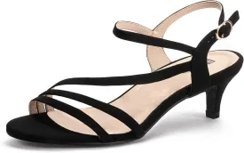 IDIFU Women's Dressy Strappy 2 Inch Low Kitten Heel Open Toe Sandals Dress Shoes for Woman Lady in Bridal Dance Evening