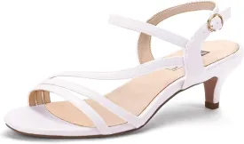 IDIFU Women's Dressy Strappy 2 Inch Low Kitten Heel Open Toe Sandals Dress Shoes for Woman Lady in Bridal Dance Evening