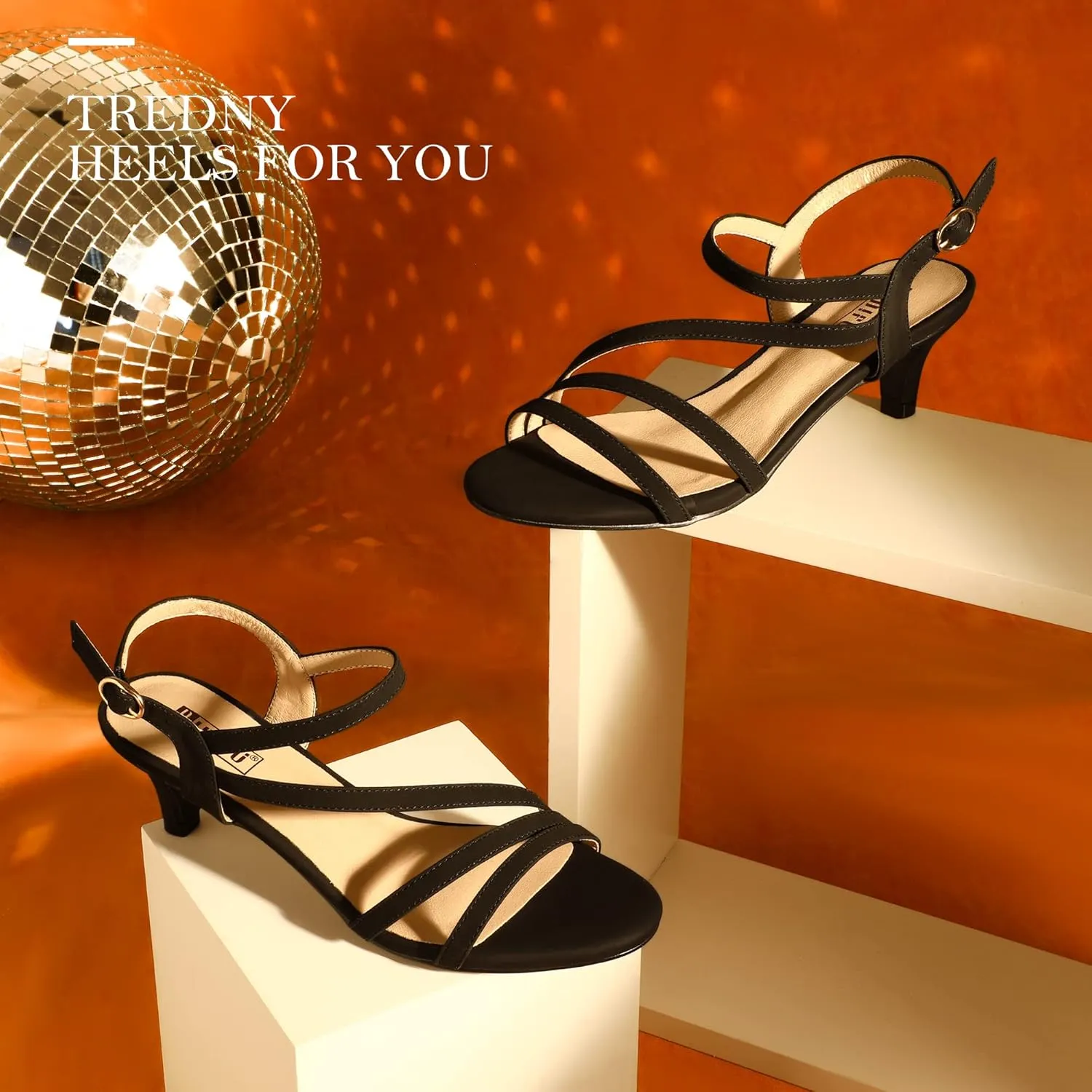 IDIFU Women's Dressy Strappy 2 Inch Low Kitten Heel Open Toe Sandals Dress Shoes for Woman Lady in Bridal Dance Evening