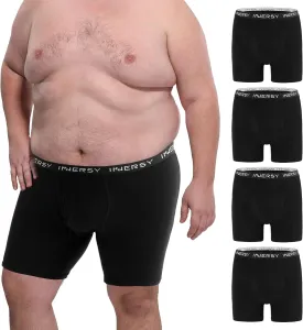 INNERSY Mens Big and Tall Boxer Briefs Cotton Moisture Wicking Underwear 4 Pack