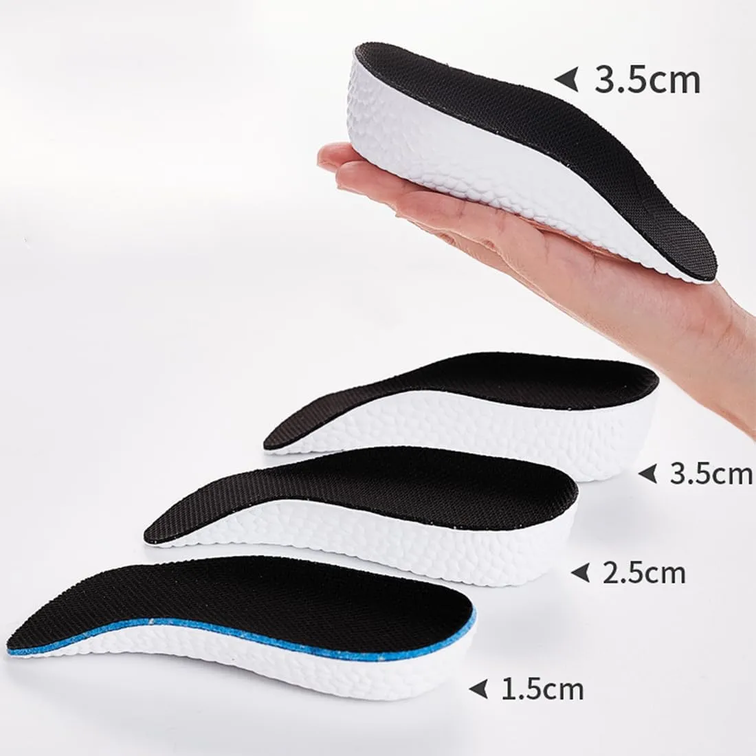 Insoles Height Increase High Pads,1.5cm/2.5cm/3.5cm Height Insoles Increase High Pads Comfort and Reduce Pressure for Men and Women Daily Wear (2 Pairs Black, 3.5cm/1.37)
