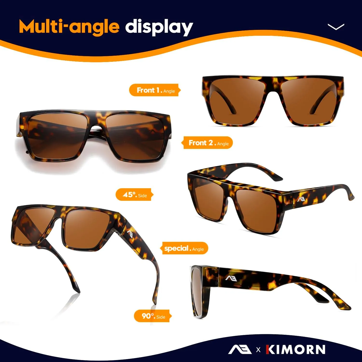 kimorn Fit Over Glasses Sunglasses for Women Men Trendy Square Shades Sun glasses Polarized UV400 Protection