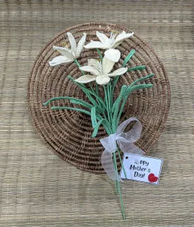 Lily Blooms: Artisan Crochet Flowers For Chic Home Decor- Cream