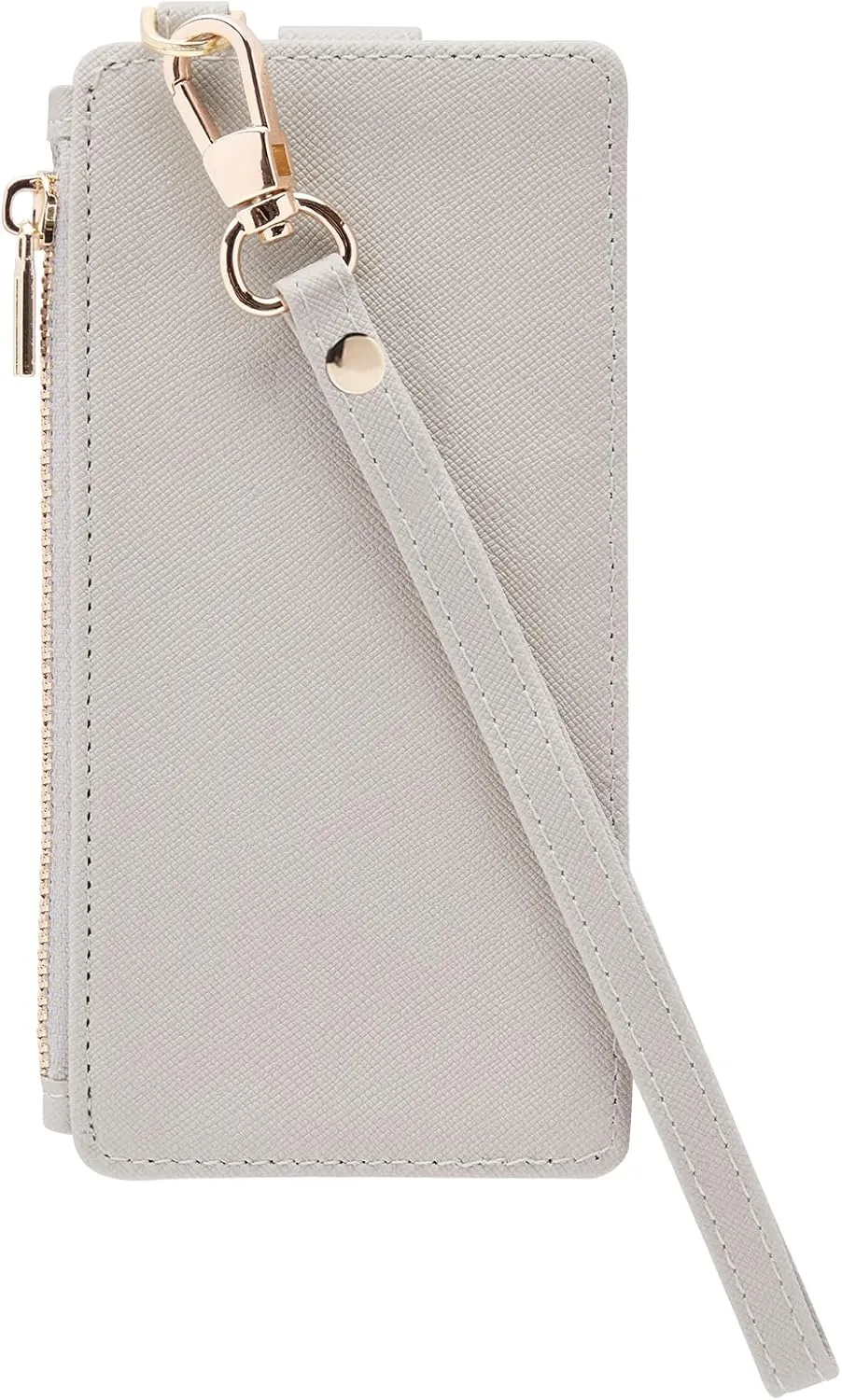 M-Plateau Wallet, Womens Wallet Leather Keychain Wallet With Zipper Coin Pocket ID Window Wrist Strap Gift Box (Nature)