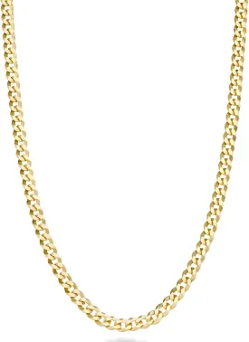Miabella Italian Solid 18k Gold Over 925 Sterling Silver 3.5mm Diamond Cut Cuban Link Curb Chain Necklace for Women, Made in Italy