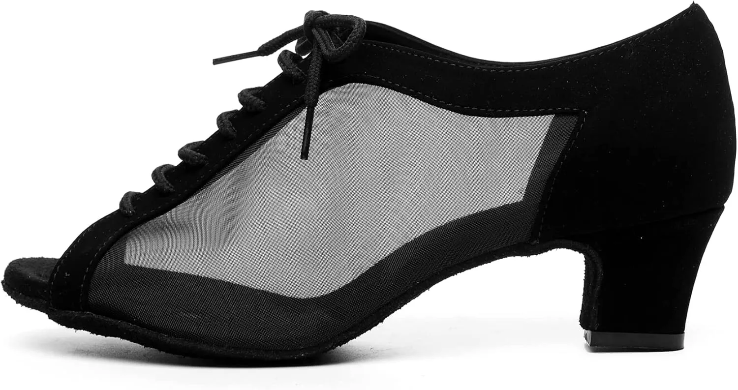 Minishion Womens Low Heel Dancing Shoes Mesh Comfortable Practice Dance Shoes L504