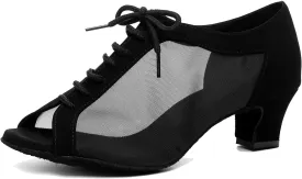 Minishion Womens Low Heel Dancing Shoes Mesh Comfortable Practice Dance Shoes L504