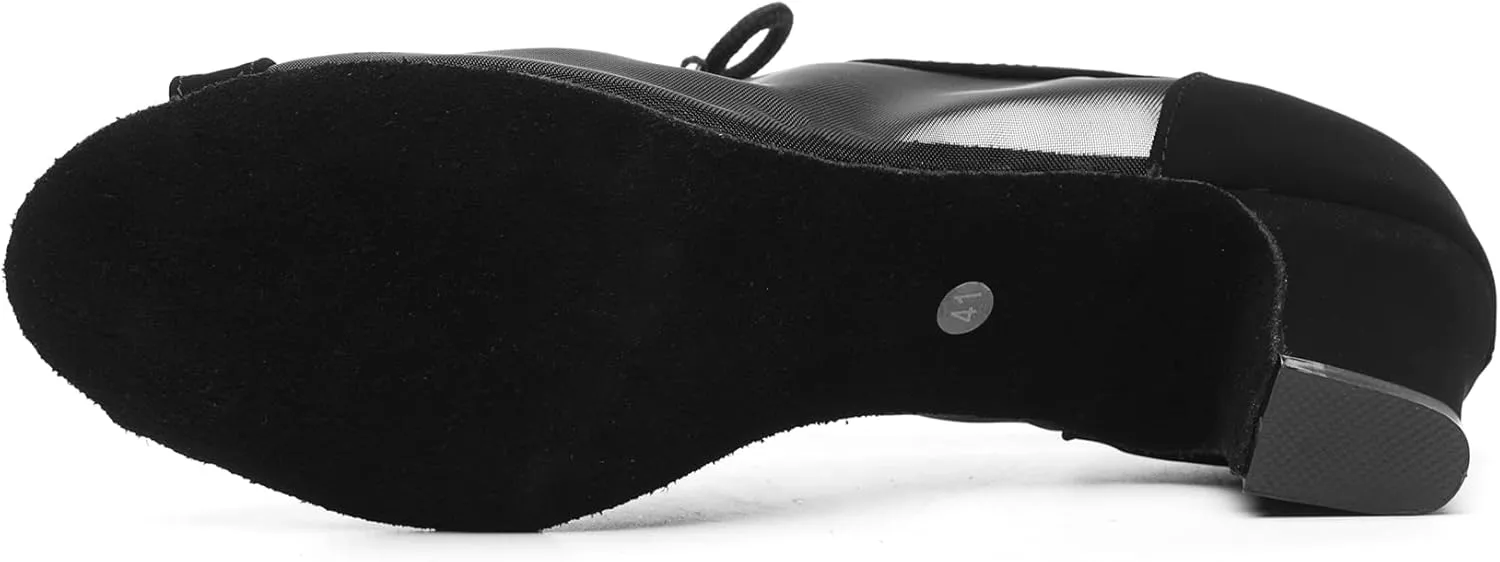 Minishion Womens Low Heel Dancing Shoes Mesh Comfortable Practice Dance Shoes L504