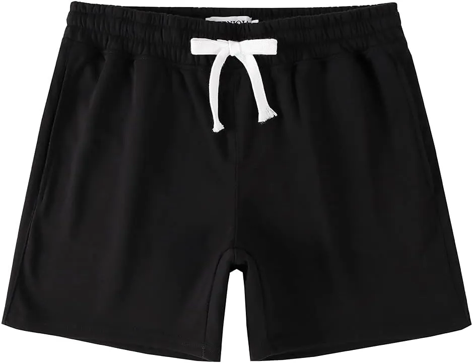 NIMENJOJA Mens 5.5" Athletic Gym Shorts Cotton Jogger Workout Lounge Jersey Zipper Pocket Sweat Shorts
