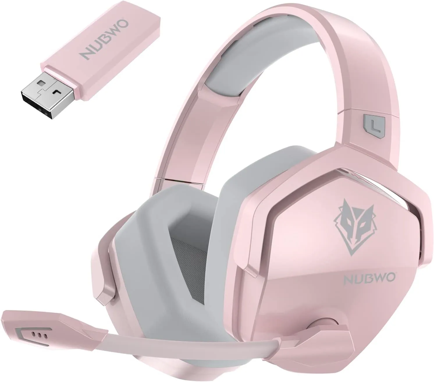 NUBWO G06 Dual Wireless Gaming Headset with Mic for PS5, PS4, PC, Mobile, Switch: 2.4GHz Wireless   Bluetooth - 100 Hr Battery - 50mm Drivers - Pink