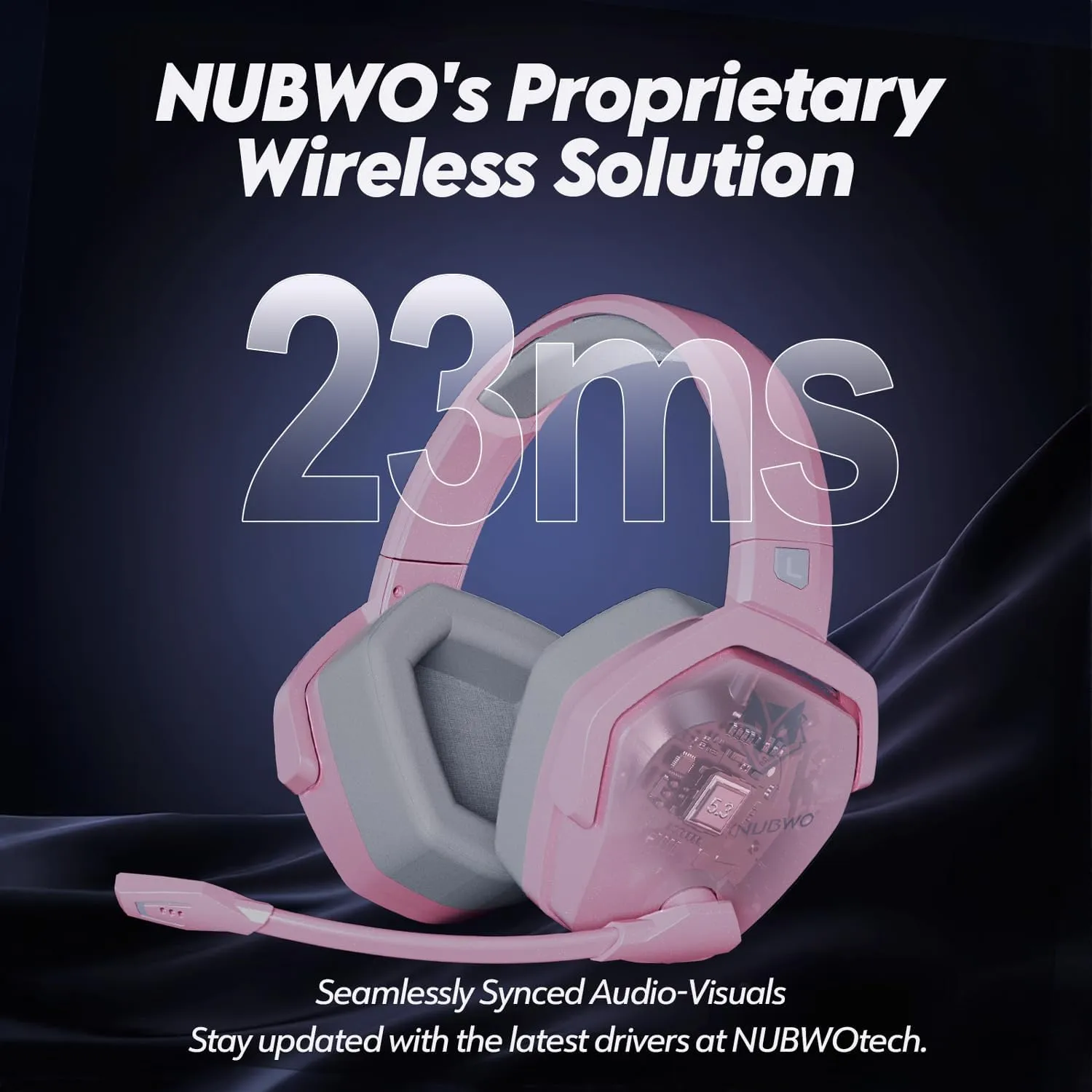 NUBWO G06 Dual Wireless Gaming Headset with Mic for PS5, PS4, PC, Mobile, Switch: 2.4GHz Wireless   Bluetooth - 100 Hr Battery - 50mm Drivers - Pink