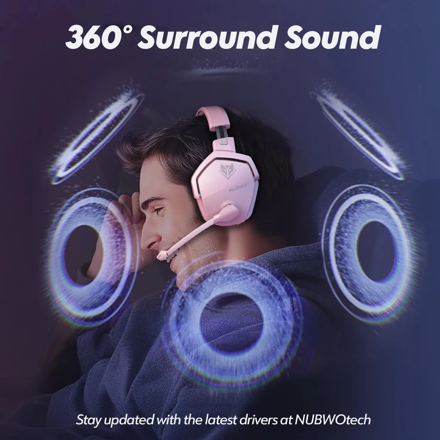 NUBWO G06 Dual Wireless Gaming Headset with Mic for PS5, PS4, PC, Mobile, Switch: 2.4GHz Wireless   Bluetooth - 100 Hr Battery - 50mm Drivers - Pink