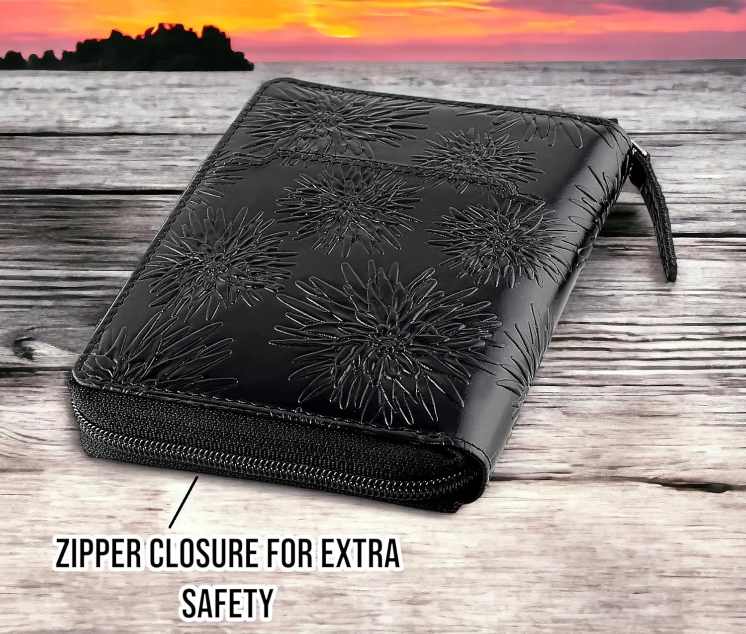 Passport Wallet - Travel Document Holder w/RFID Blocking ?C Full Grain Leather ?C Bifold compact zip around Wallet with Credit Card Slots for Women and Men,500-80
