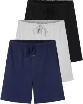 Real Essentials 3 Pack:Mens Cotton Ultra-Soft Knit Sleep Pajama Shorts & Lounge Wear (Available In Big & Tall)