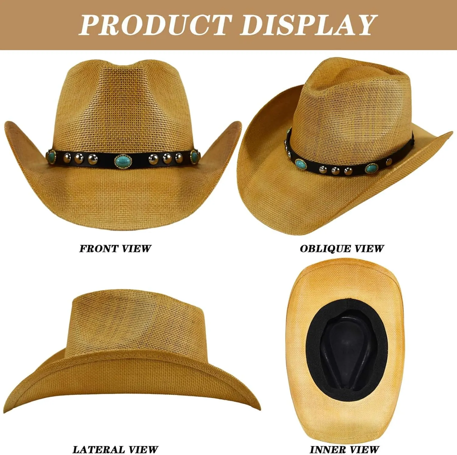 Straw Cowboy Hats for Women and Men