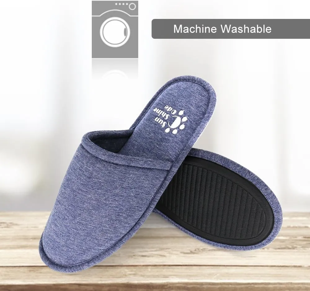 Sunshine Code Women's Memory Foam Cotton Washable Slippers with Matching Travel Bag for Home Hotel Spa Bedroom