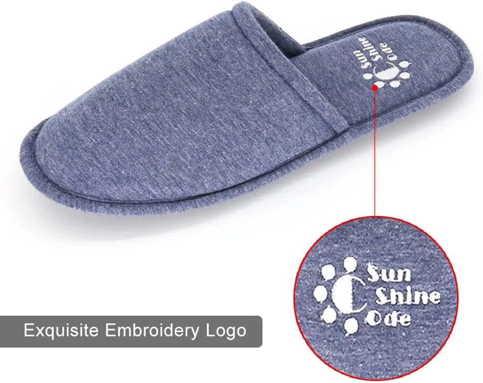 Sunshine Code Women's Memory Foam Cotton Washable Slippers with Matching Travel Bag for Home Hotel Spa Bedroom