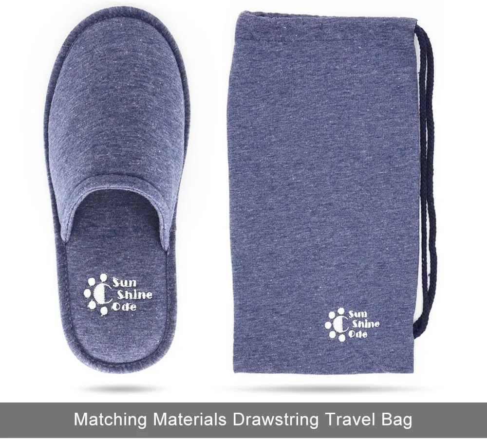 Sunshine Code Women's Memory Foam Cotton Washable Slippers with Matching Travel Bag for Home Hotel Spa Bedroom