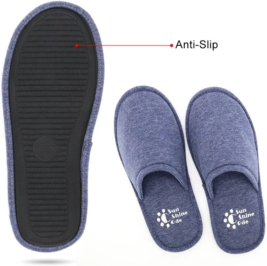 Sunshine Code Women's Memory Foam Cotton Washable Slippers with Matching Travel Bag for Home Hotel Spa Bedroom