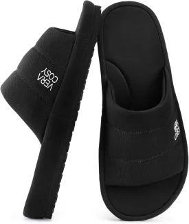 VeraCosy Men's Open Toe Slippers Breathable Corn Knit Memory Foam with Non Slip Sole