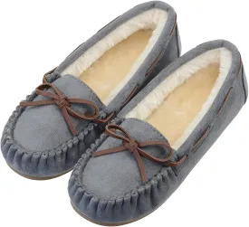Vonair Women's Moccasin Slippers Micro Suede Warm Faux Fur Pile Lined Lace-Up Cozy Bow Indoor & Outdoor Moccasins Slip On Loafers Shoes for Women